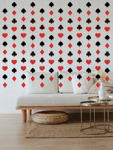 4m Poker Theme Party Decoration Pendant, Birthday Party Backdrop Decoration Banner, With Poker Card Garland Decoration - Multicolor - View 3