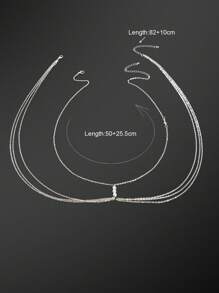 1 pieza Cadena corporal multicapa de plata, cadena para el pecho para raves, joyería corporal para mujer de discoteca