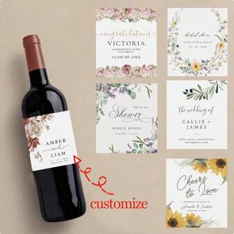 Customized Bottle Labels, Personalized Bottle Labels Suitable For Dating, Valentine's Day, Christmas, Engagement, Wine Labels, Photo Wine Labels, Minimalist Wedding Gifts, Customized Wine Labels, Personalized Gifts, Wine Gift Labels