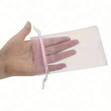 30 个粉色欧根纱礼品袋，2.75 英寸 X 3.54 英寸，适用于珠宝、珠子、派对礼品、婚礼、圣诞节、万圣节、情人节和指甲配件 - 带装饰丝带的透明织物袋