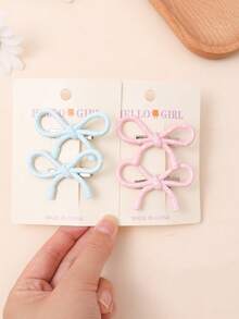 4/2 件波尔卡圆点蝴蝶结发夹，女士侧刘海发饰，鸭夹发夹 - 彩色 - 查看 14