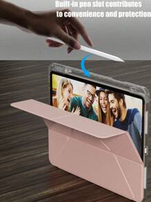 1 Stück klarer Rahmen Acryl Y-förmiger Faltbarer Tablet-Ständer mit Stiftfach, kratzfeste und biegsame Acryl-Rückseite, magnetischer Auto-Sleep/Wake-Funktion, einfaches, lässiges, klassisches Design