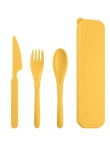 4pcs Portable Plastic Cutlery Set With Utensils (Knife, Fork, Spoon, Chopsticks) And 1 Storage Box, Suitable For Outdoor, Camping, Picnic, Work, School,School Supplies - Multicolor - View 17
