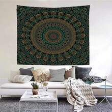 Mandala Tapestry Hippie Room Decor Bohemian Tapestries Wall Hanging Boho Tapestry For Bedroom Mystic Chakra Meditation Peacock Decor Tapestry Decoration For Living Room Backdrop Dorm Round