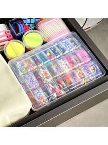 30/20/14 Small Boxes+1 Large Transparent Plastic Storage Box Set, Suitable For Storing Jewelry, Crafts, And Office Supplies, With A Covered Transparent Desktop Storage Box