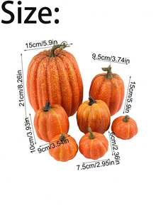 7pcs/Set Buatan Dekorasi Musim Gugur Berbagai Ukuran Palsu Realistis untuk Dekorasi Rumah Gaya Rumah Pertanian, Meja Tengah, Ruang Tamu, Dekorasi Rumah, Taman Luar Ruangan, Halaman, Halloween, Panen, Pesta Thanksgiving - MultiWarna - View 7
