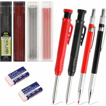 DIBALIYI Zimmermannsbleistift-Set, solider Zimmermannsbleistift mit 40 Bleistiftminen und 2 Radiergummis, Zimmermannsbleistifte Markierungswerkzeuge für die Baustelle oder Architektenzeichnung