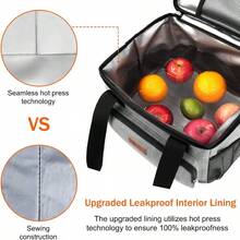 Local Shipping-Femuar Reusable Lunch Box For Men/Women - Insulated Lunch Bag Leakproof Lunchbox For Work Office Picnic Beach - Freezable Lunch Cooler Bag With Adjustable Shoulder Strap - Black - 01-Grey - View 3