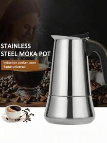 不鏽鋼咖啡壺-義式咖啡壺304不銹鋼摩卡咖啡壺 煮咖啡器具摩卡壺亞意式家用摩卡壺 咖啡機 覆底咖啡壺電磁爐加熱家用不銹鋼咖啡壺家用摩卡壺歐式手沖壺咖啡壺瓶-居家好物-辦公好物-多尺寸-100ml-200ml-300ml - 咖啡壺 - 查看 1