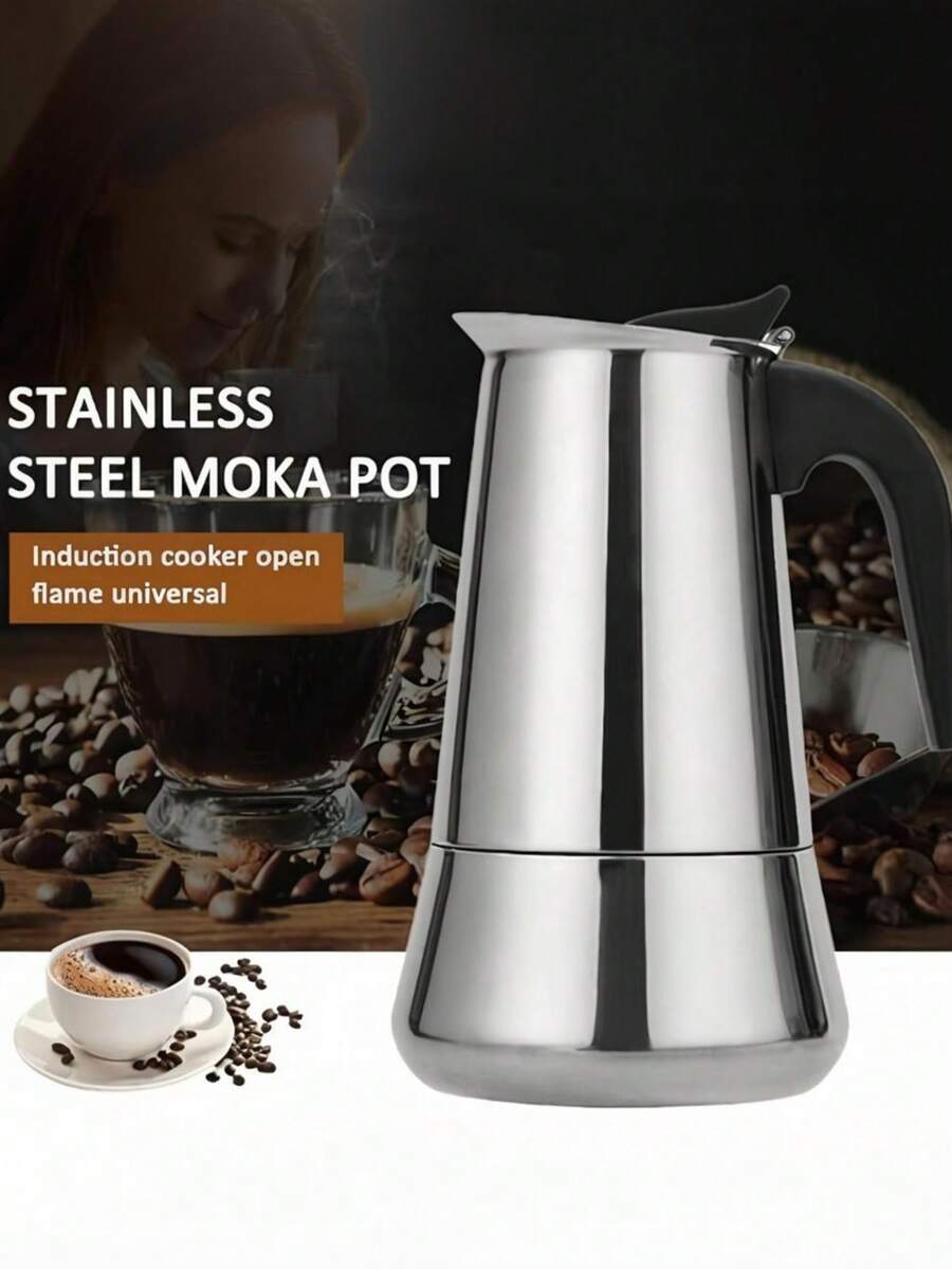 不鏽鋼咖啡壺-義式咖啡壺304不銹鋼摩卡咖啡壺 煮咖啡器具摩卡壺亞意式家用摩卡壺 咖啡機 覆底咖啡壺電磁爐加熱家用不銹鋼咖啡壺家用摩卡壺歐式手沖壺咖啡壺瓶-居家好物-辦公好物-多尺寸-100ml-200ml-300ml - 咖啡壺 - 查看 1