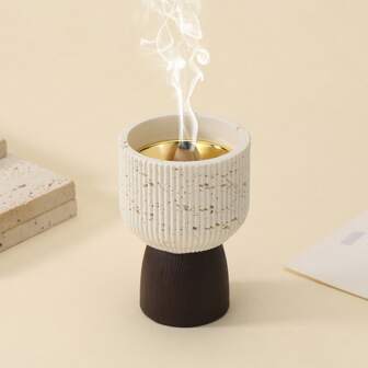 1pc Minimalist Wood Grain Portable Mini Incense Burner, Aroma Diffuser, Home Decor, Tabletop, Suitable For Bedroom, Yoga Studio, Meeting Room, Living Room, Dining Room, Garden, Outdoor, Atmosphere Setting, Great For Gift & Personal Use