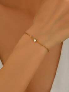 Pulsera con diseño de diamante de imitación - Amarillo Oro - Ver 2