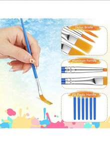 24pcs Children & Adult Paint Brush Set - Durable Nylon Bristles, Artist Brushes For Acrylic/Oil/Watercolor Painting On Canvas, Face, Nail Art - Assorted Flat And Round Tips (Bulk Art Supplies) - Multicolor - View 8