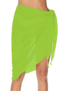 Women's Sarong Coverups Chiffon Bathing Suit Wrap Skirt Swimsuit Beach Wraps Swim Sarongs - 螢光綠基本款 - 查看 1