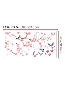 1pc Wall Stickers Tree Branch Bird Cherry Blossom Stickers 23.6*11.8 Inches Waterproof Dustproof PVC Stickers Materials Removable Wear-Resistant Self-Adhesive Easy-To-Tear Stickers Suitable For Wall Decoration Bedroom Living Room Home Decoration Self-Adhesive Wall Stickers Home Decoration Make Your Life A New Look Holiday Decoration Stickers Birthday Graduation Gifts