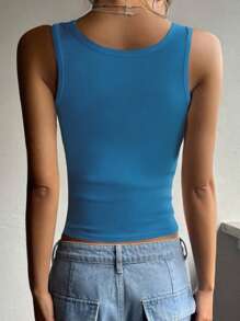 1pc Solid Color Ribbed Casual-Comfortable Ultra-Minimalist Casual-Regular Casual Casual-Sports Casual Sleeveless Regular Round Neck Camisole