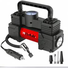 Meshuba 12V 便携式轮胎充气泵带 LED 灯 - 紧凑型空气压缩机，适用于汽车、自行车、摩托车、紧急使用、快速充气和便携 - 有綫 - 查看 12