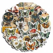50 pièces Autocollants de la série plante et fleur de la forêt, vintage, bande dessinée, réutilisable pour le scrapbooking, peint à la main, fabrication de cartes, décoration de cadeaux, artisanat, fournitures de bureau et scolaires