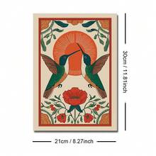 1pc Framed/Unframed Boho Floral Hummingbird Folk Art Vintage Wall Poster Canvas Print Scandinavian Sunrise Bird Farmhouse Decor Rustic Painting For Dorm,Living Room,Bedroom,Modern Home Decoration - Multicolor - View 9