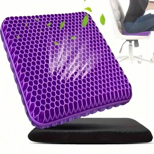 Orthopaedic Gel Seat Cushion - Extra-Thick 5cm For Tailbone Pain Relief - Office & Car Chair Support With Non-Slip Base