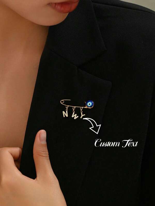 1pc Customized Bronze English Name Lapel Pin, Unisex Personal Monogram Brooch Jewelry, Daily Accessory, Anniversary, Graduation Gift, Women Birthday Present, Holiday Gift