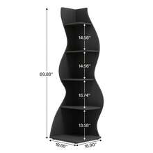 70-Inch Five-Layer Corner Bookshelf, Book Corner, Corner Display Cabinet, Room Decoration Shelf, Bedroom Decoration Shelf, Suitable For Living Room, Study And Bedroom, Easy To Install, Indoor Plant Stand, Modern And Simple Style - 黑色-升級款 - 查看 3