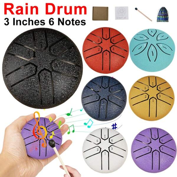 3 Inches 6 Notes Rain Drum For Outside Rain Drum Instrument Mini Handpan Drum Outdoor Rain Drum For Yoga Meditation Unique Gift