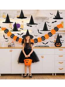6 sombreros de bruja para disfraz de Halloween con cordón ajustable de talla 100 para decoración de patio
