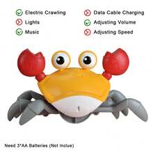 爬行螃蟹玩具，趣味互动跳舞行走移动玩具感官感应螃蟹带音乐，螃蟹玩具男孩女孩儿童生日礼物 - 彩色 - 查看 11
