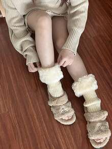 1/3 双女士舒适针织腿套，装饰性腿套袖口，柔软罗纹饰边，完美搭配踝靴，女式腿套，百搭日常穿着 - 短款腿套 - 查看 4