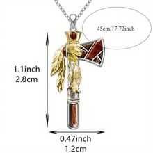 1 pieza Hacha de oro personalizada con cabeza de lobo tótem, collar colgante de hacha punk de estilo callejero y urbano, regalo de joyería para familia, amigos, amantes, aniversario