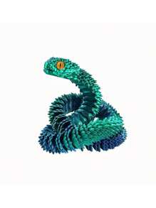 Coil Snake Statue - 3D Printed Soft Poseable Snake Toy, Bionic Animal Model Design, Home Decor, Stress Relief Toy, Sensory Toy, Teens Toy, Glowing Toy (Random Eye Color)