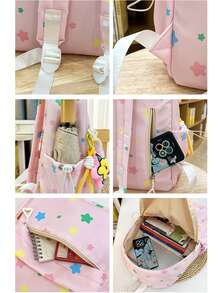 La mochila está adornada con estrellas de varios colores, incluyendo mochilas, bolsas de almacenamiento, bolsas de viaje, unisex, temporada de regreso a la escuela, regalos navideños, regalos de cumpleaños y regalos de regreso a la escuela - Multicolor - Ver 11