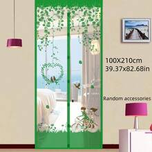 1 Set Magnetic Mosquito Door Curtain | Summer Fly Screen With Floral Butterfly Pattern, Easy Installation - Effectively Blocks Mosquitoes And Repels Insects, 1 Piece Magnetic Mesh Curtain With Push Pins, Mosquito Proof - Multicolor - View 21