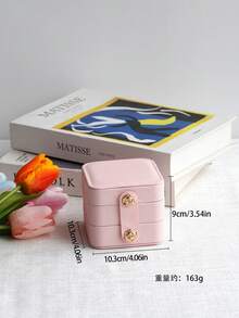 Caja de almacenamiento de joyas portátil y sencilla para viajes, organizador para anillos, collares, aretes, caja de regalo de vuelta a la escuela - Negro - Ver 10