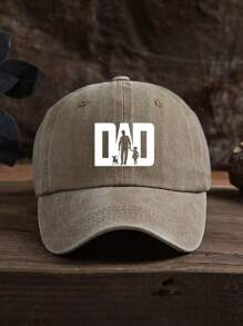 1 Stück Herren Outdoor lässige Mode "DAD" Silhouette Hund spazierengehen Grafik weich & atmungsaktiv verstellbare Baseballkappe, geeignet für den täglichen Gebrauch