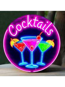 1pc 2D Flat Non-Illuminated Multicolor Neon Wall Art Theme 2D Circular Metal Signage, Suitable For Indoor And Outdoor Use, Metal Decoration, Easy To Hange, Waterproof, Fade Resistant, Heat & Cold Resistant, Perfect For Home, Garden, Bar, Cafe, Gym, Garage, Toilet, Mural. , Perfect For Room Decoration. Classics, Decorations, Gifts.