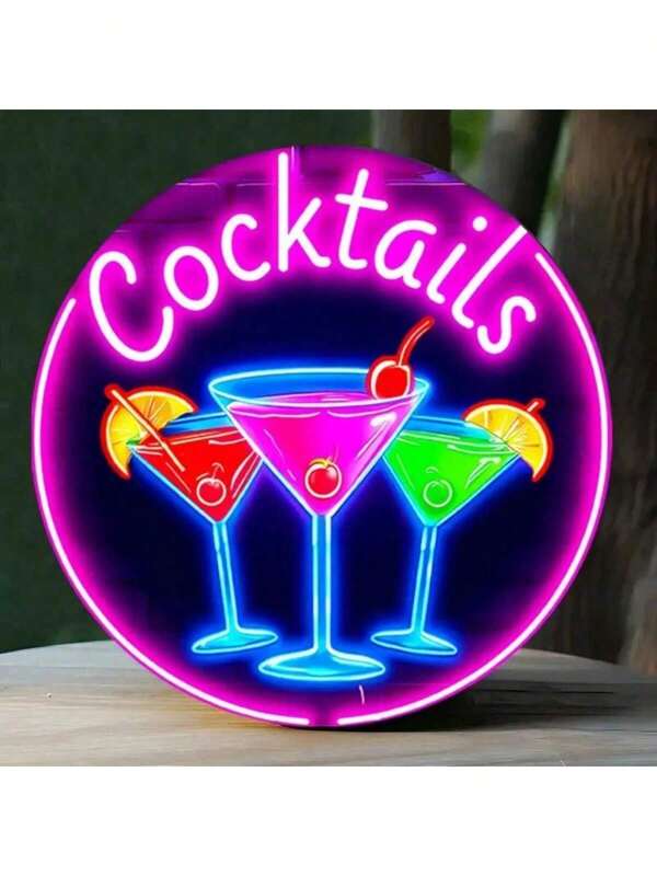1pc 2D Flat Non-Illuminated Multicolor Neon Wall Art Theme 2D Circular Metal Signage, Suitable For Indoor And Outdoor Use, Metal Decoration, Easy To Hange, Waterproof, Fade Resistant, Heat & Cold Resistant, Perfect For Home, Garden, Bar, Cafe, Gym, Garage, Toilet, Mural. , Perfect For Room Decoration. Classics, Decorations, Gifts.