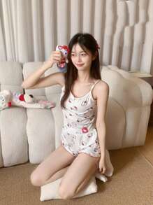 Sanrio Sanrio Pijamale sexy cu bretele pentru femei de primăvară și de vară, stil nou, pijamale pentru femei de vară, subțiri, haine de casă, pot fi purtate afară