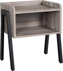 VASAGLE ULET54X - Mesa Auxiliar con Compartimento de Almacenamiento, Muebles industriales para recámara, Color café rústico y Negro - Grisáceo + negro. - Ver 13