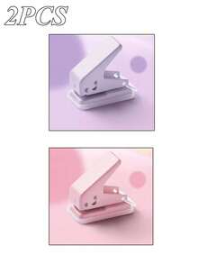 2件装迷你打孔器和活页圈，办公学习单孔小型打孔器装订环活页圈孔纸打孔神器纸张，学生用品 - 彩色 - 查看 14