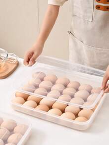 Egg Storage Box For Refrigerator, Household Egg Holder, Anti-Rolling Egg Preservation Box For Kitchen Fridge - Transparent - View 3