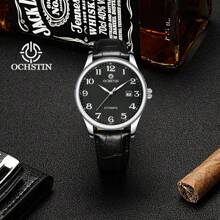 OCHSTIN Luxuriöse klassische einfache automatische Uhr, automatische mechanische Armbanduhr mit arabischen Ziffern Zifferblatt und Kalender, Herren Uhr
