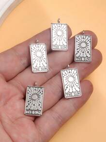 5pcs Vintage Tarot Card Charms, Alloy Pendants For DIY Necklace Bracelet Jewelry Making, M842