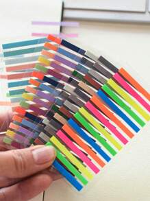 Set mit 7 Streifen, je 300 Blatt, insgesamt 2100 dünne durchsichtige PET-Aufkleber, Etiketten und Plastiktags für Schüler zum Aufkleben auf Schulbücher. Geeignet für Schulmaterialien und Schulanfang-Materialien.