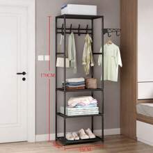 1 pieza Organizador de gabinete metálico de varios niveles con barra colgante, unidad de almacenamiento universal para ropa, zapatos, mantas, bolsos, sombreros, toallas - Resistente, fácil de montar, con recubrimiento en polvo, exhibición minorista industrial y científica