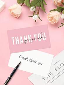 50er Pack rosa Dankeskarten, kleine Geschäftlich Dankeskarten für Thanksgiving, Abschluss, Hochzeit, Babyparty Feiern, Schulbedarf, Schulanfang