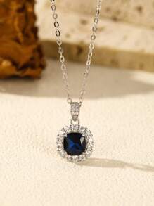 MODIAN MODIAN 925 Sterling Silver Elegant Luxury Geometric Royal Blue Zirconia Pendant Coliere pentru femei Aniversare Fine Bijuterii