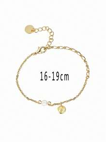 Charm-In 1 Peça Pulseira Elegante e Minimalista de Charme Redondo Pequeno Banhada a Ouro 18K, Presente de Moda para Mulheres, Dia dos Namorados