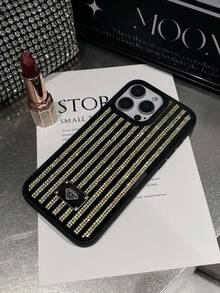 Sparkling Sequins Black Bling Rhinestone 1pc Multi-Color Full Rhinestone & Mirror Design 2-In-1 Black Phone Case Compatible With Iphone 16 Waterproof Shockproof Anti-Fall Scratch Resistant Fashion Phone Cases Birthday Gift Party Mom - Multicolor - View 6